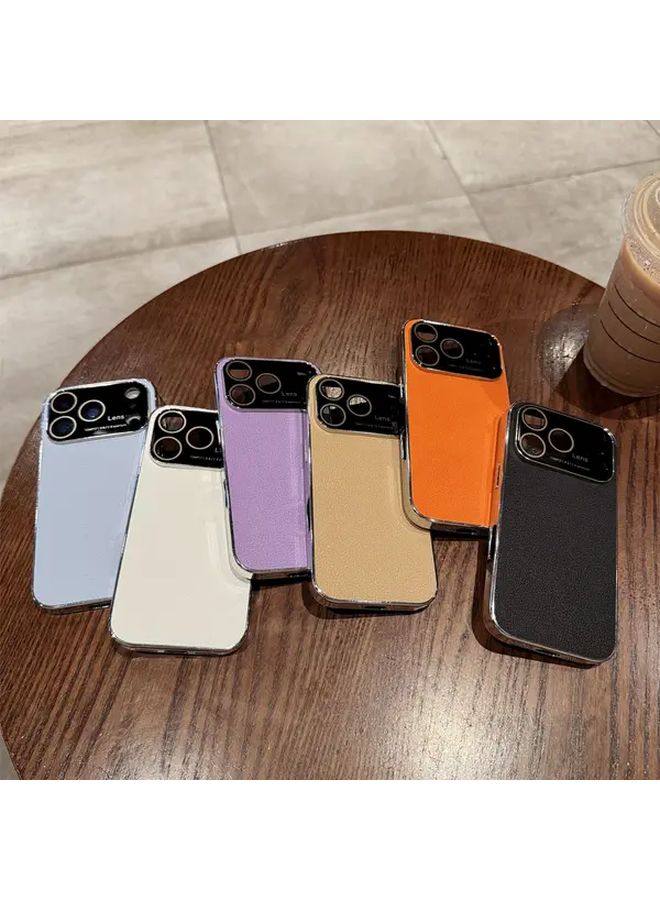 Orange Luxury Faux Leather Phone Case Compatible with iPhone 14 Anti Drop Protection - Image 5